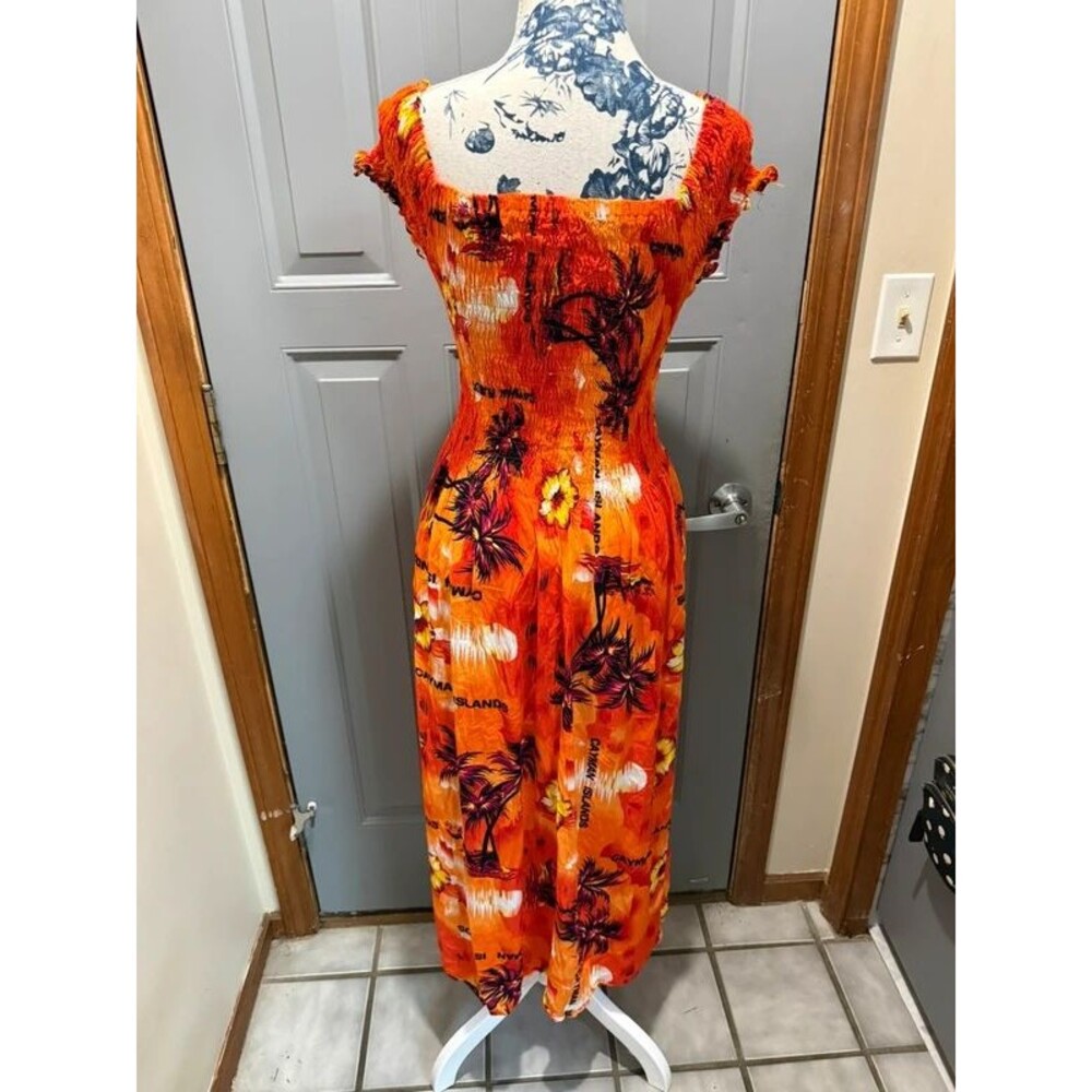 Orange tropical dress Cayman Islands - Picture 5 of 12